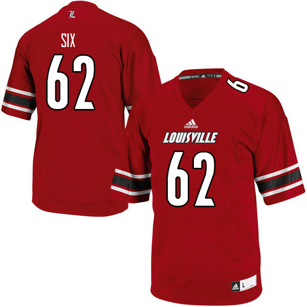 Men #62 Clayton Six Louisville Cardinals College Football Jerseys Sale-Red